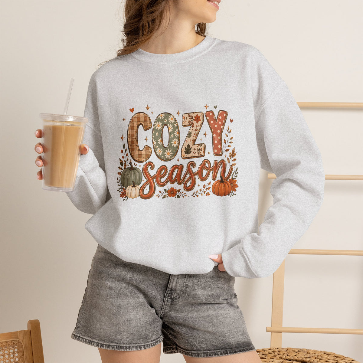 Cozy Season Autumn Pumpkin Crewneck Sweatshirt