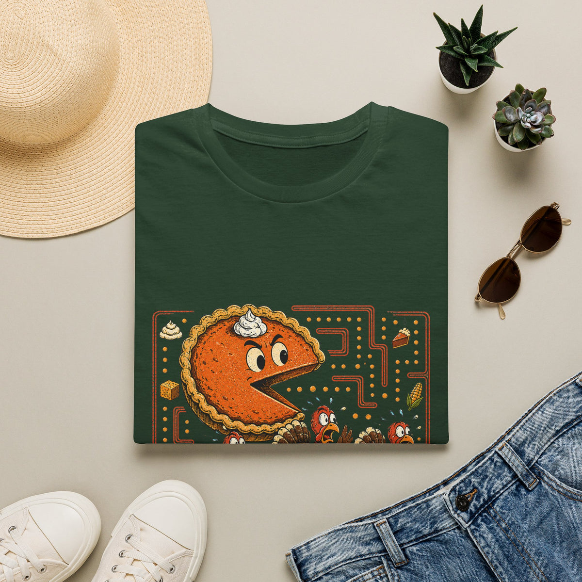 Retro Pie Monster T-Shirt — Funny Pac-Maze Dessert Gamer Tee