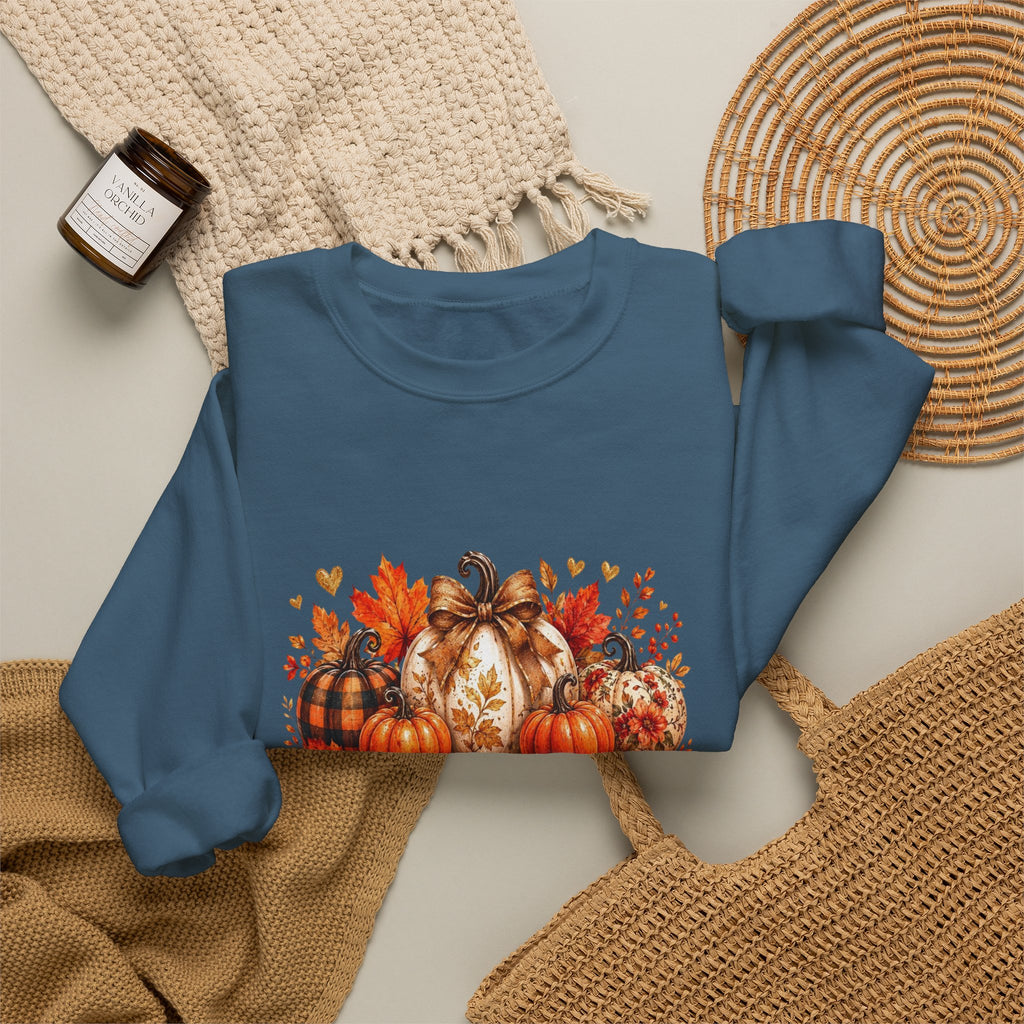 Thanksgiving Pumpkin Crewneck Sweatshirt — Happy Thanksgiving Harvest Design