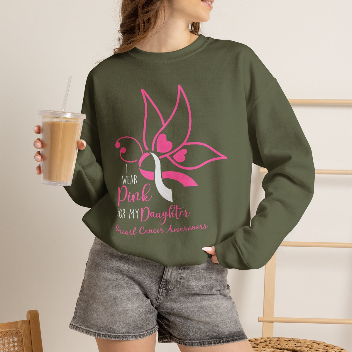 I Wear Pink for My Daughter Breast Cancer Sweatshirt