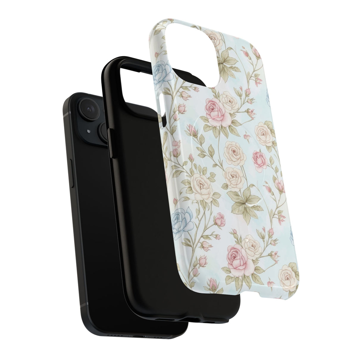 Vintage Floral Rose Magnetic iPhone Case — MagSafe Tough Protective Cover