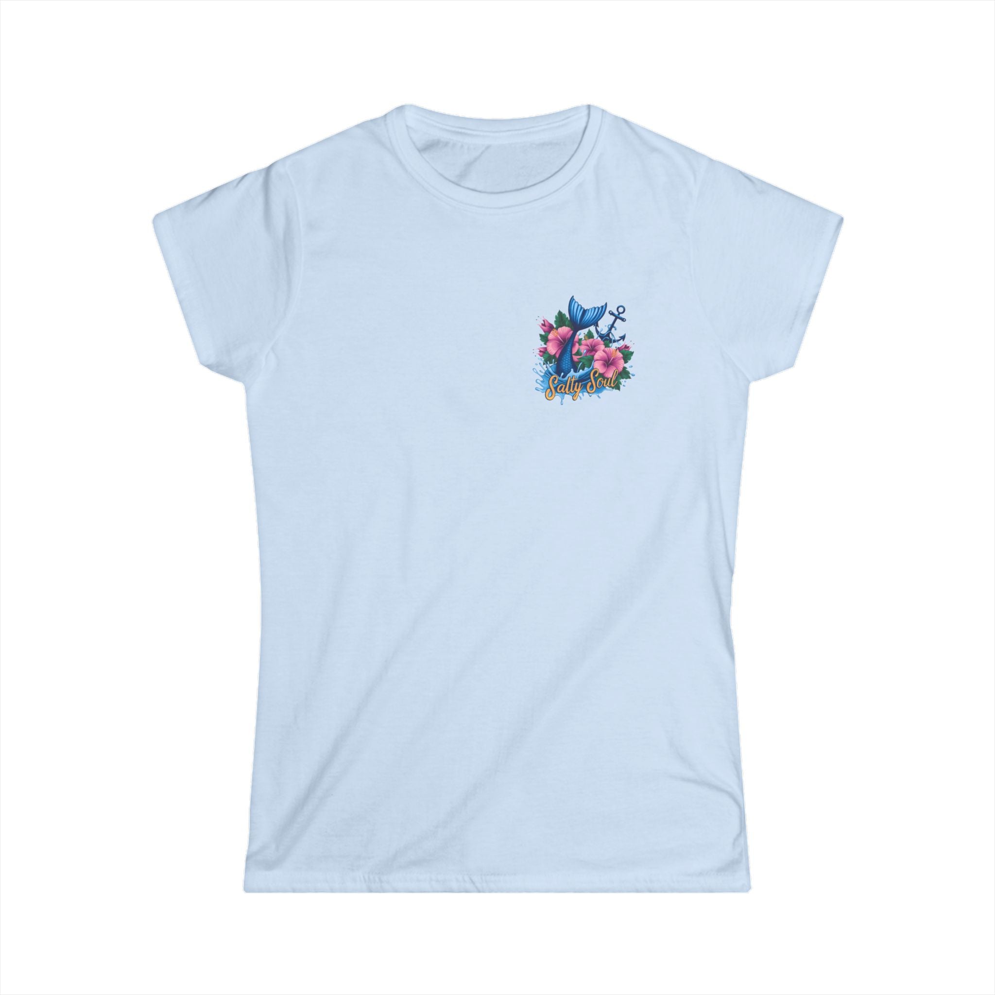 Salty Soul Floral Anchor Beach T-Shirt — Cute Nautical Gift for Women Graphic Tee