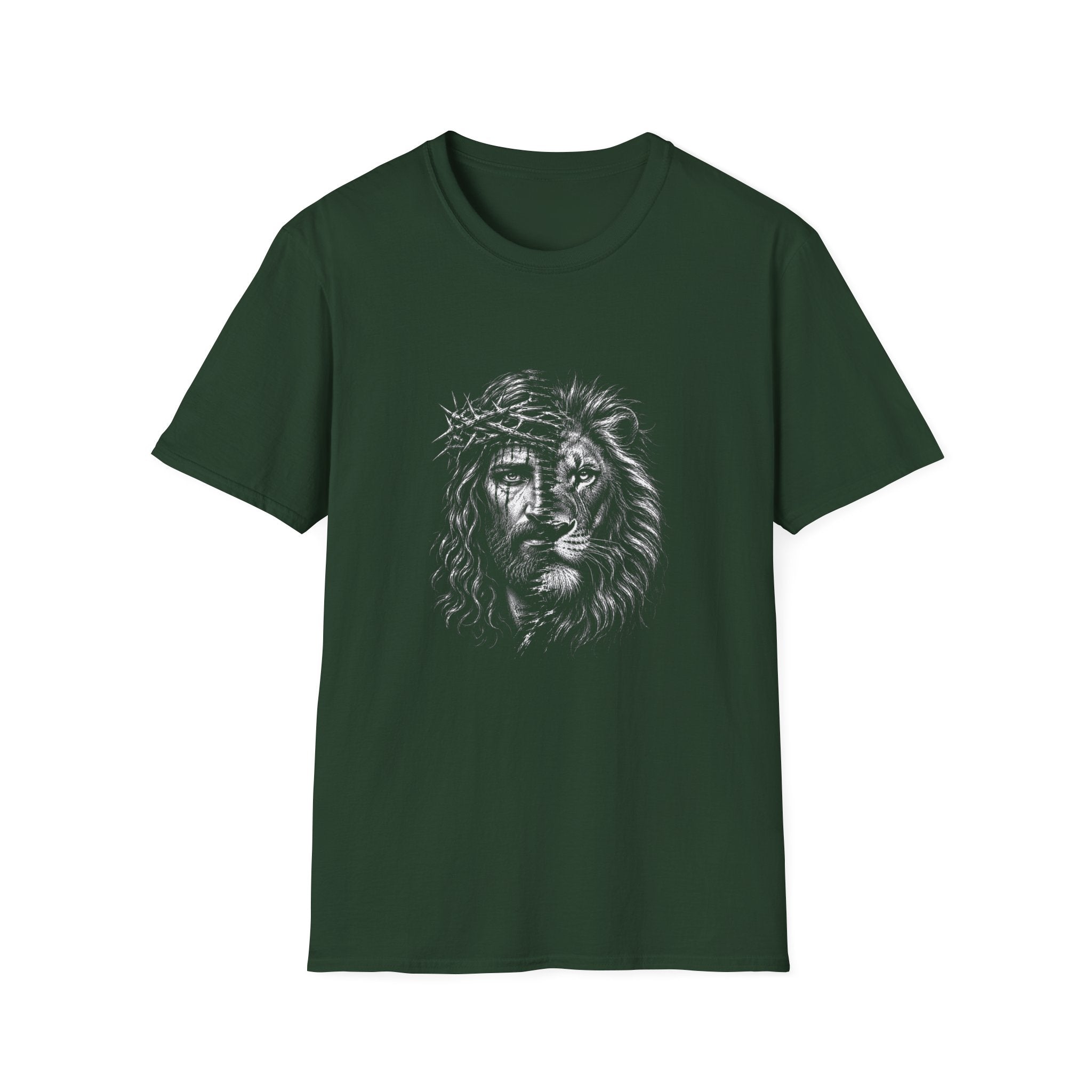 Lion of Judah T-Shirt — Crown of Thorns Half-Face Lion Christian Graphic Tee
