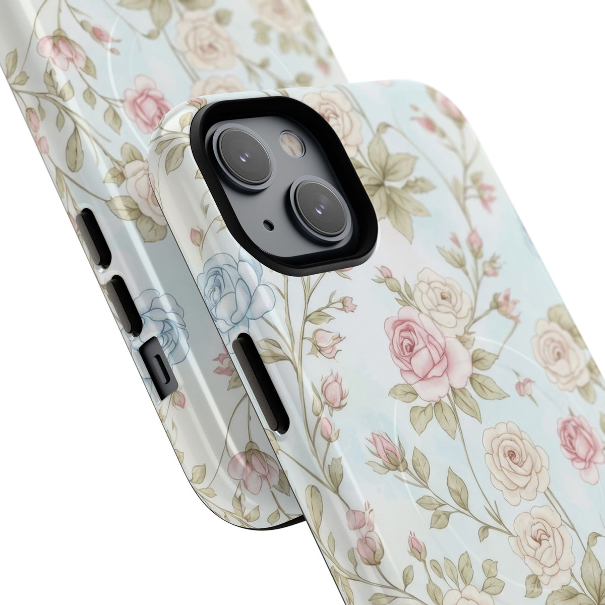 Vintage Floral Rose Magnetic iPhone Case — MagSafe Tough Protective Cover