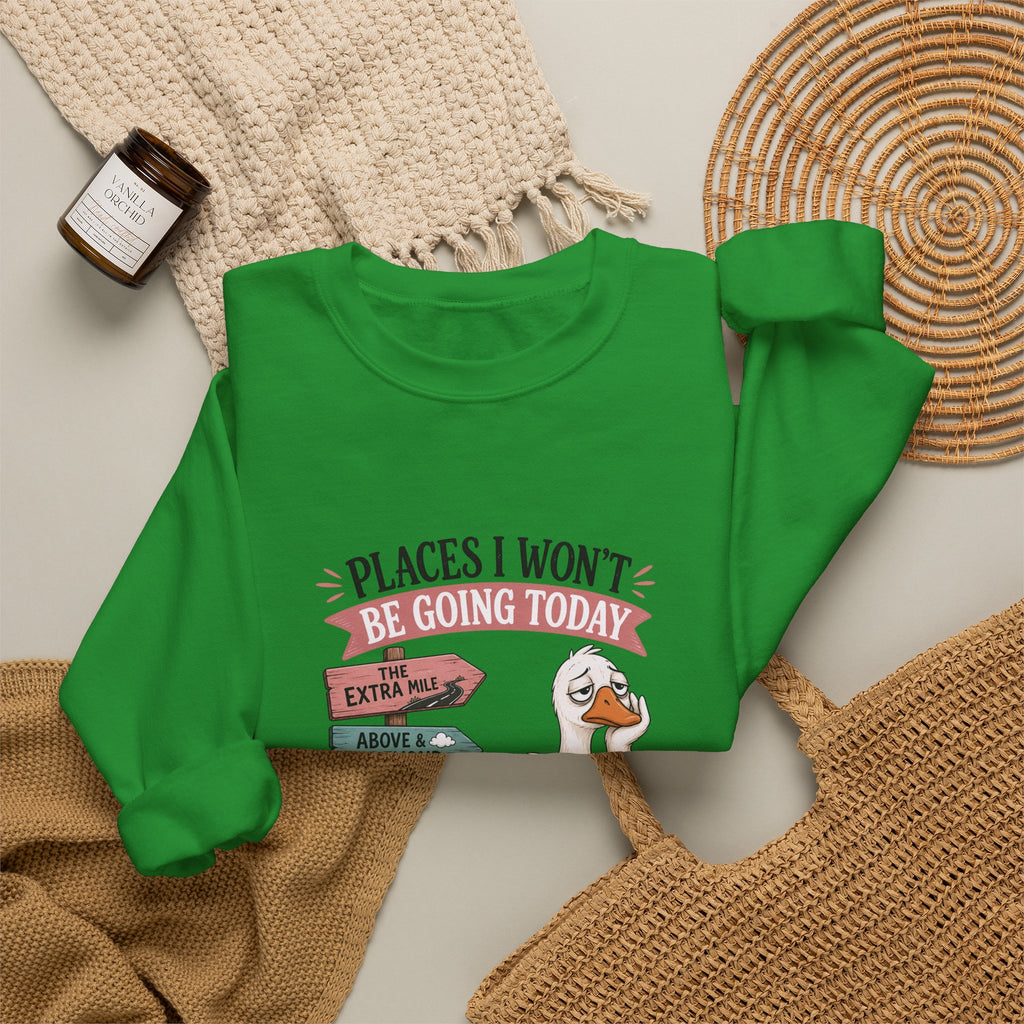 Places I Won't Be Going Today Goose Sweatshirt — Funny Introvert Gift for Her Crewneck