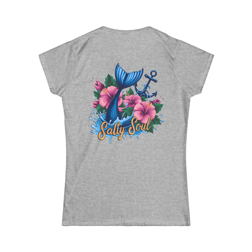 Salty Soul Floral Anchor Beach T-Shirt — Cute Nautical Gift for Women Graphic Tee