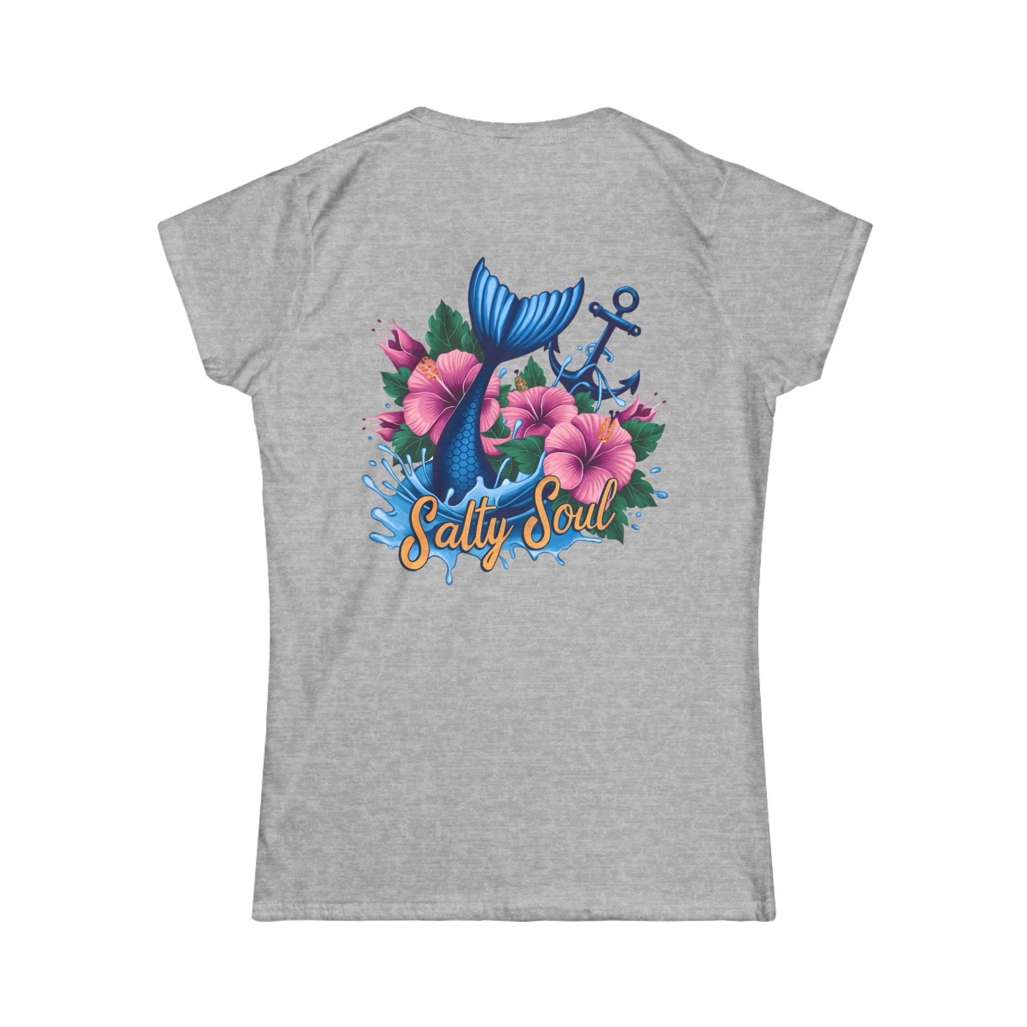 Salty Soul Floral Anchor Beach T-Shirt — Cute Nautical Gift for Women Graphic Tee