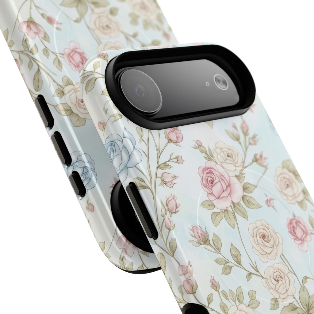 Vintage Floral Rose Magnetic iPhone Case — MagSafe Tough Protective Cover