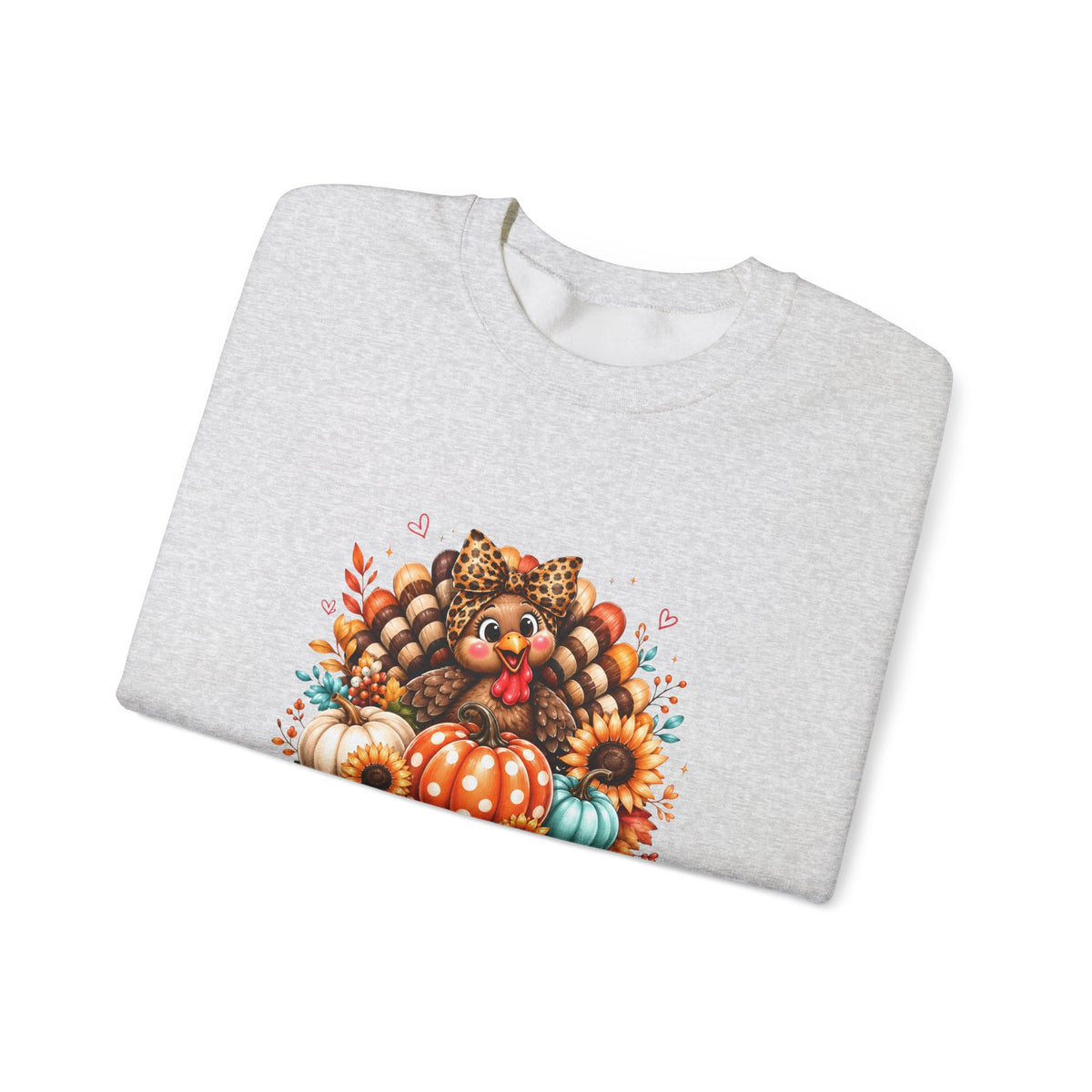 Sweatshirt — "Give Thanks" Autumn Turkey & Pumpkin Thanksgiving Crewneck