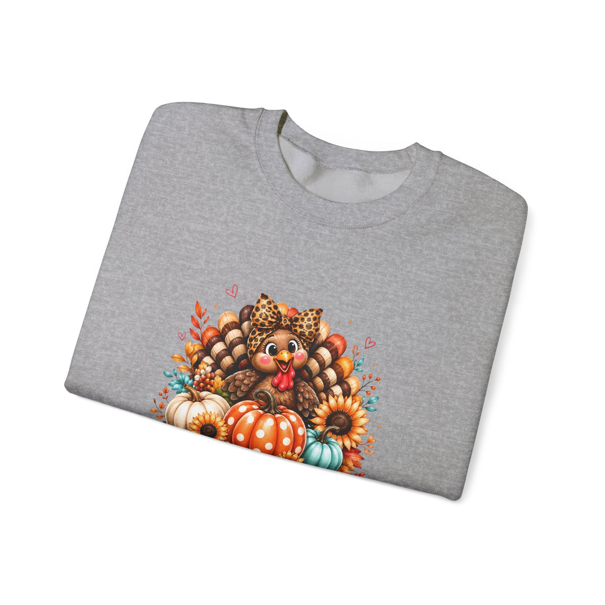 Sweatshirt — "Give Thanks" Autumn Turkey & Pumpkin Thanksgiving Crewneck
