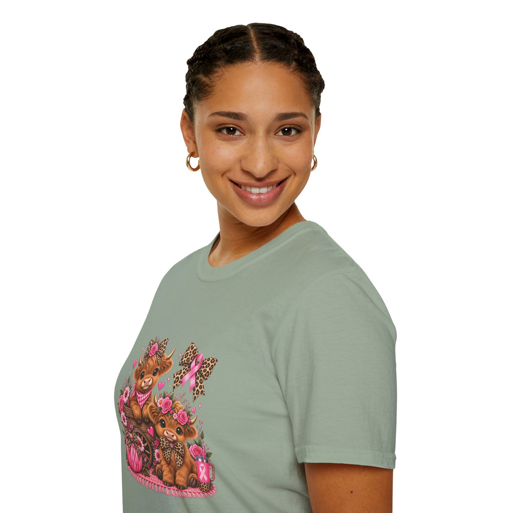 Breast Cancer Awareness Highland Cow T-Shirt