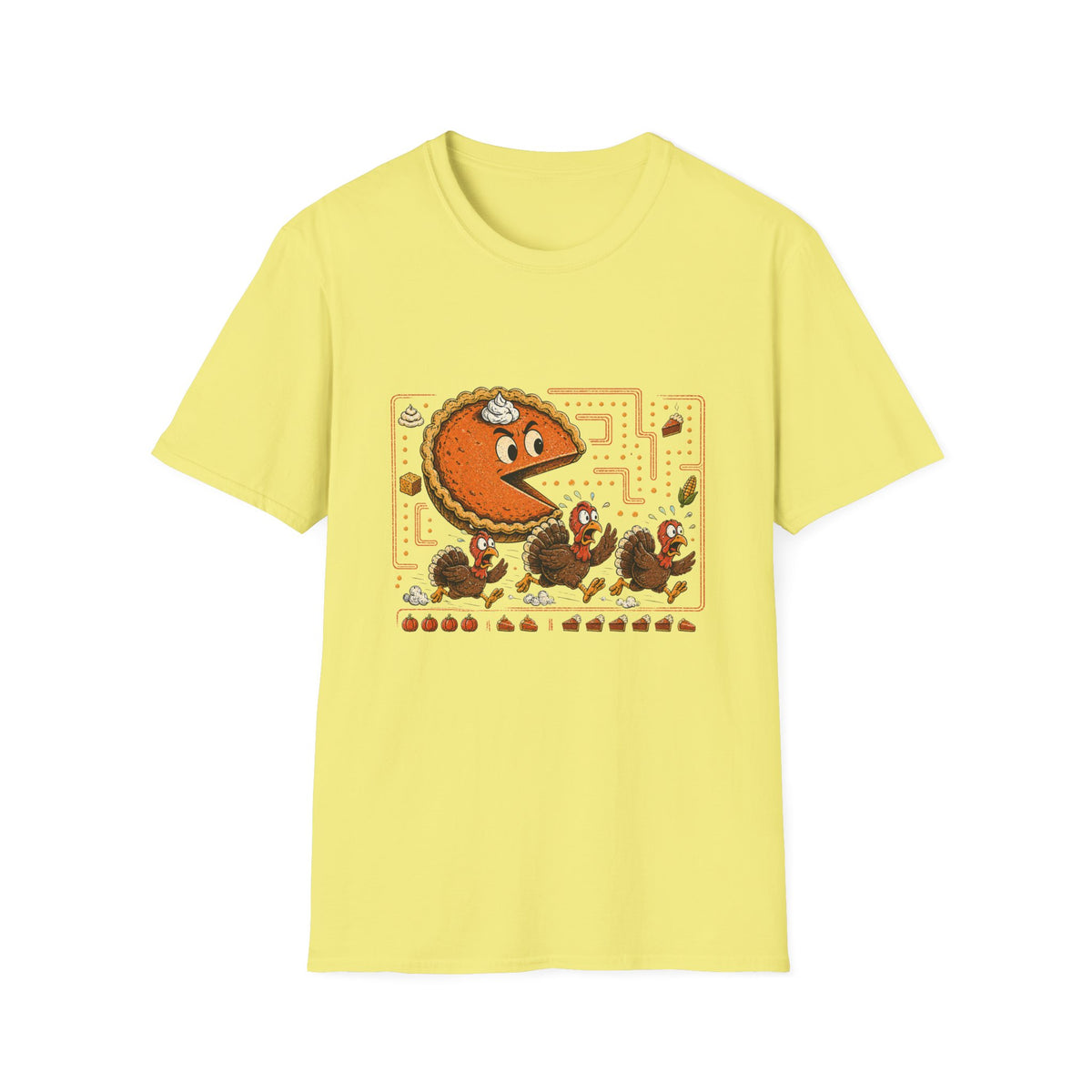 Retro Pie Monster T-Shirt — Funny Pac-Maze Dessert Gamer Tee