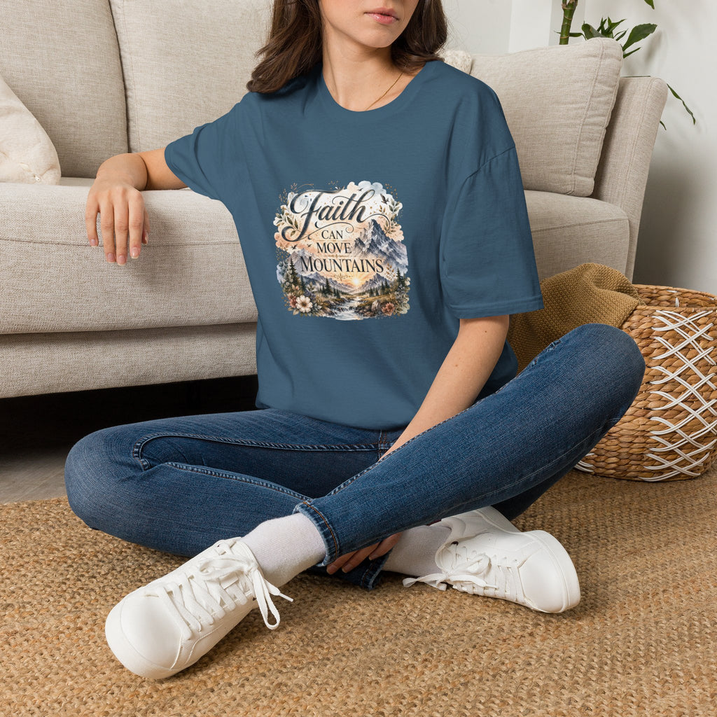 Faith Can Move Mountains T-Shirt Inspirational Christian Mountain Graphic Tee