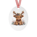 Cute Highland Cow Metal Ornament — Holiday Christmas Tree Decoration