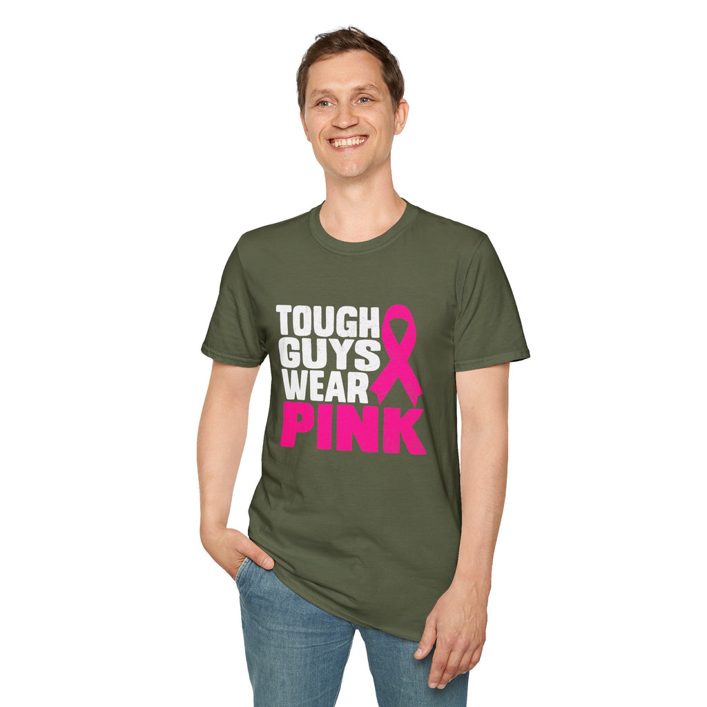 Tough Guys Wear Pink Breast Cancer Awareness T-Shirt Graphic Tee