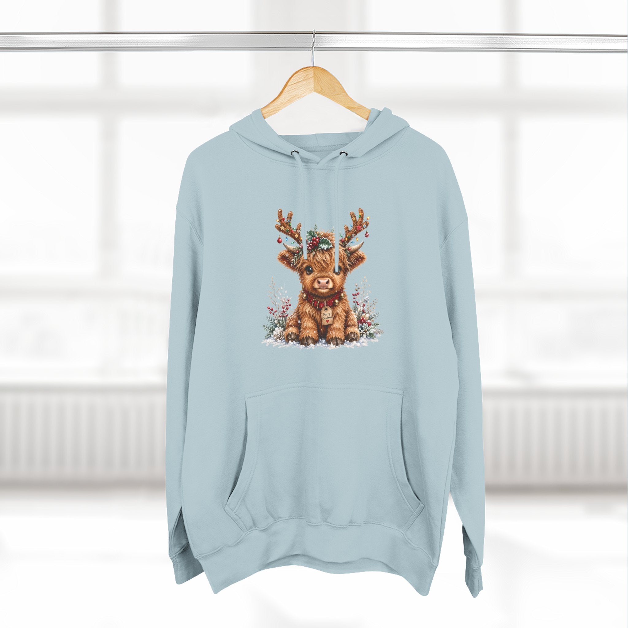 Cute Reindeer Fleece Hoodie - Christmas Woodland Holiday Sweatshirt