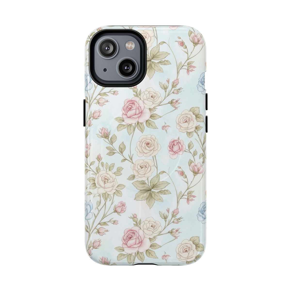 Vintage Floral Rose Magnetic iPhone Case — MagSafe Tough Protective Cover