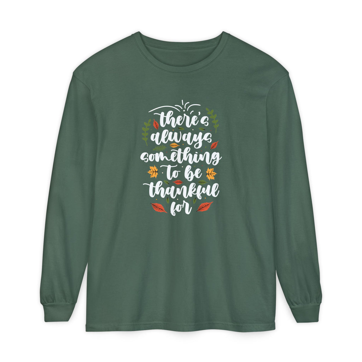 Thankful For Crewneck Long Sleeve Tee — Fall Thanksgiving Gratitude Shirt