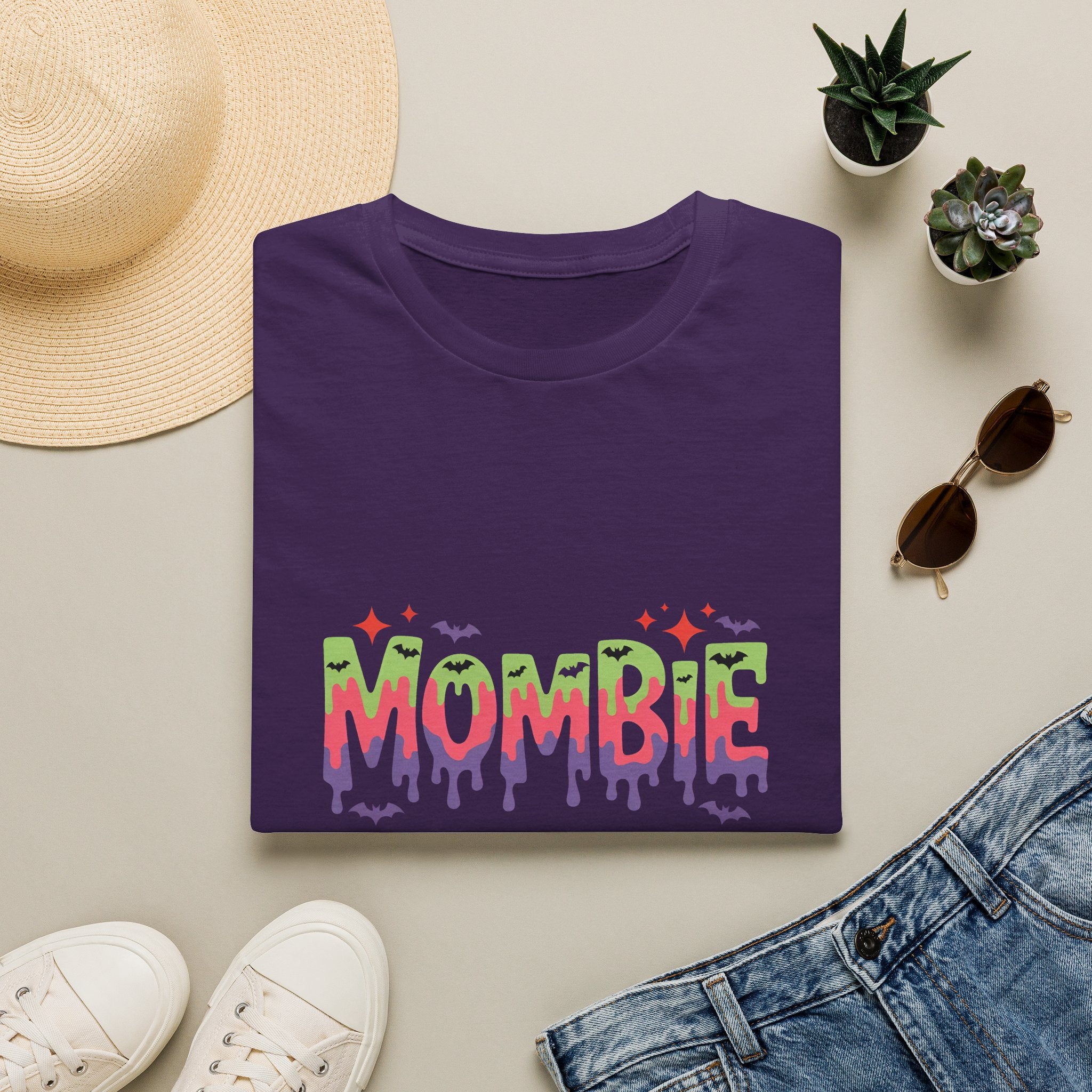 Mombie Halloween T-Shirt — Funny Zombie Mom Gift for Her Neon Graphic Tee