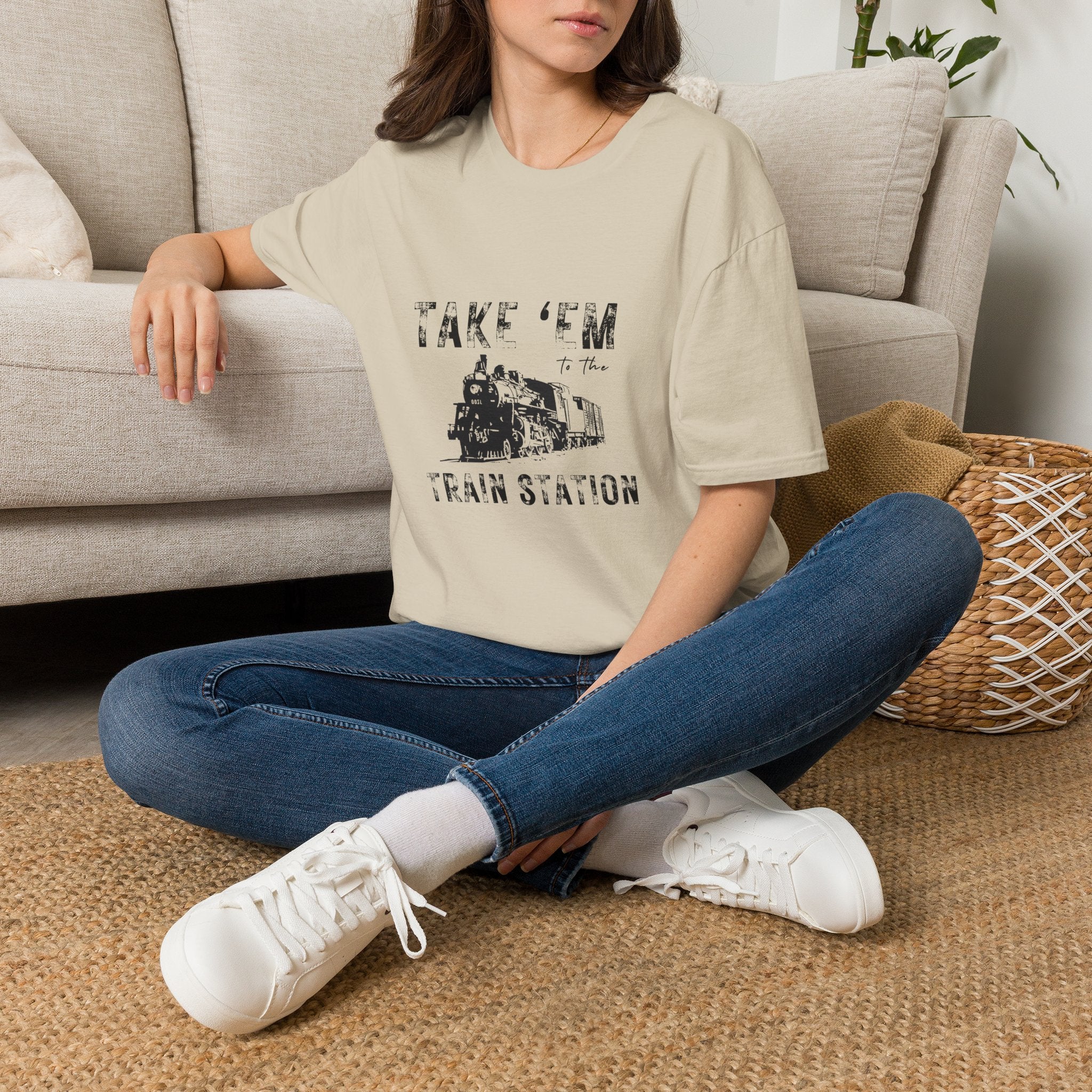 Take 'Em to the Train Station T-Shirt — Funny Sarcastic Gift Vintage Engine Graphic Tee