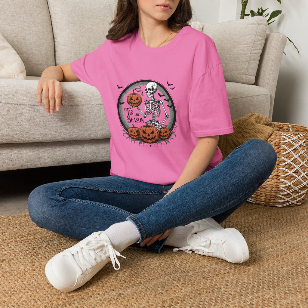 Tis the Season Skeleton Pumpkin T-Shirt — Funny Halloween Gift for Women Graphic Tee
