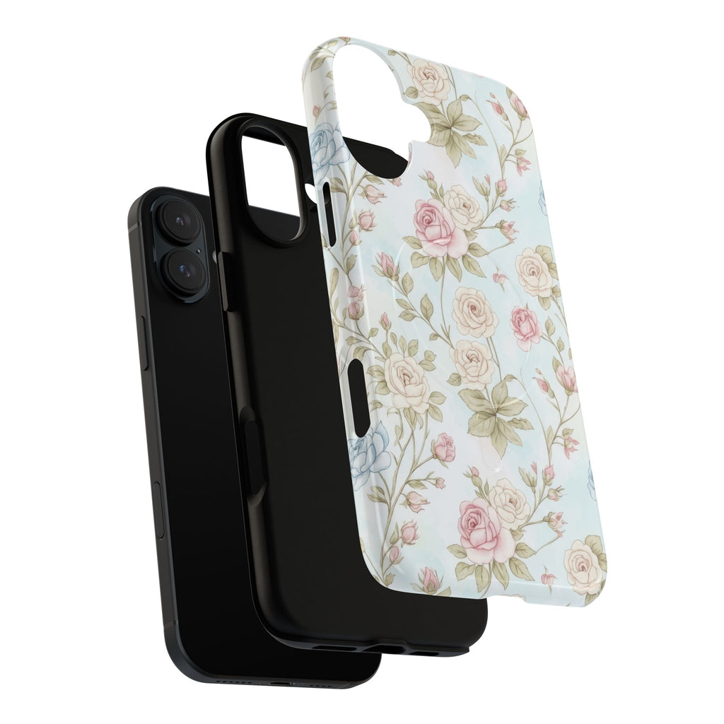 Vintage Floral Rose Magnetic iPhone Case — MagSafe Tough Protective Cover