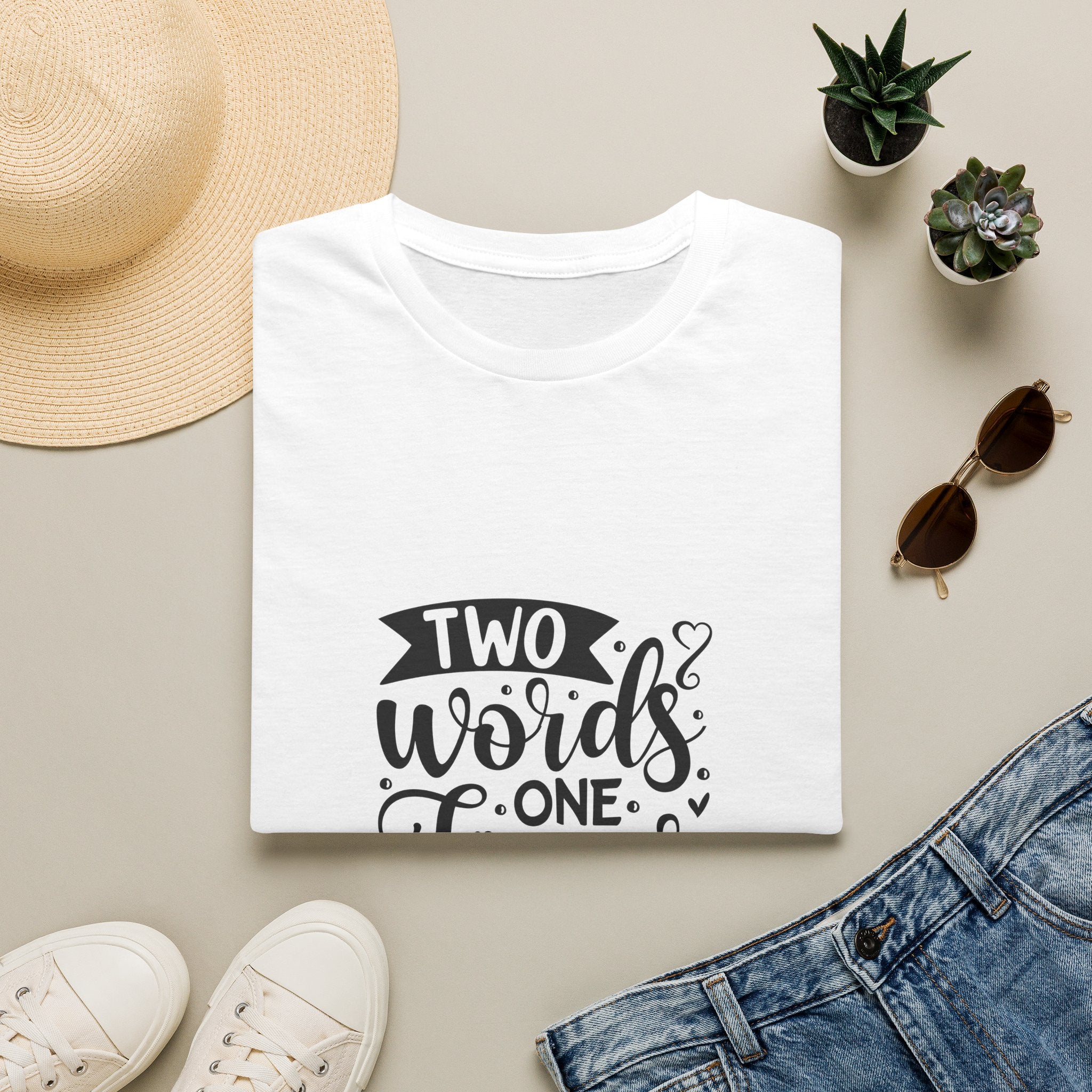 Graphic Tee — "Two Words One Finger" Funny T-Shirt