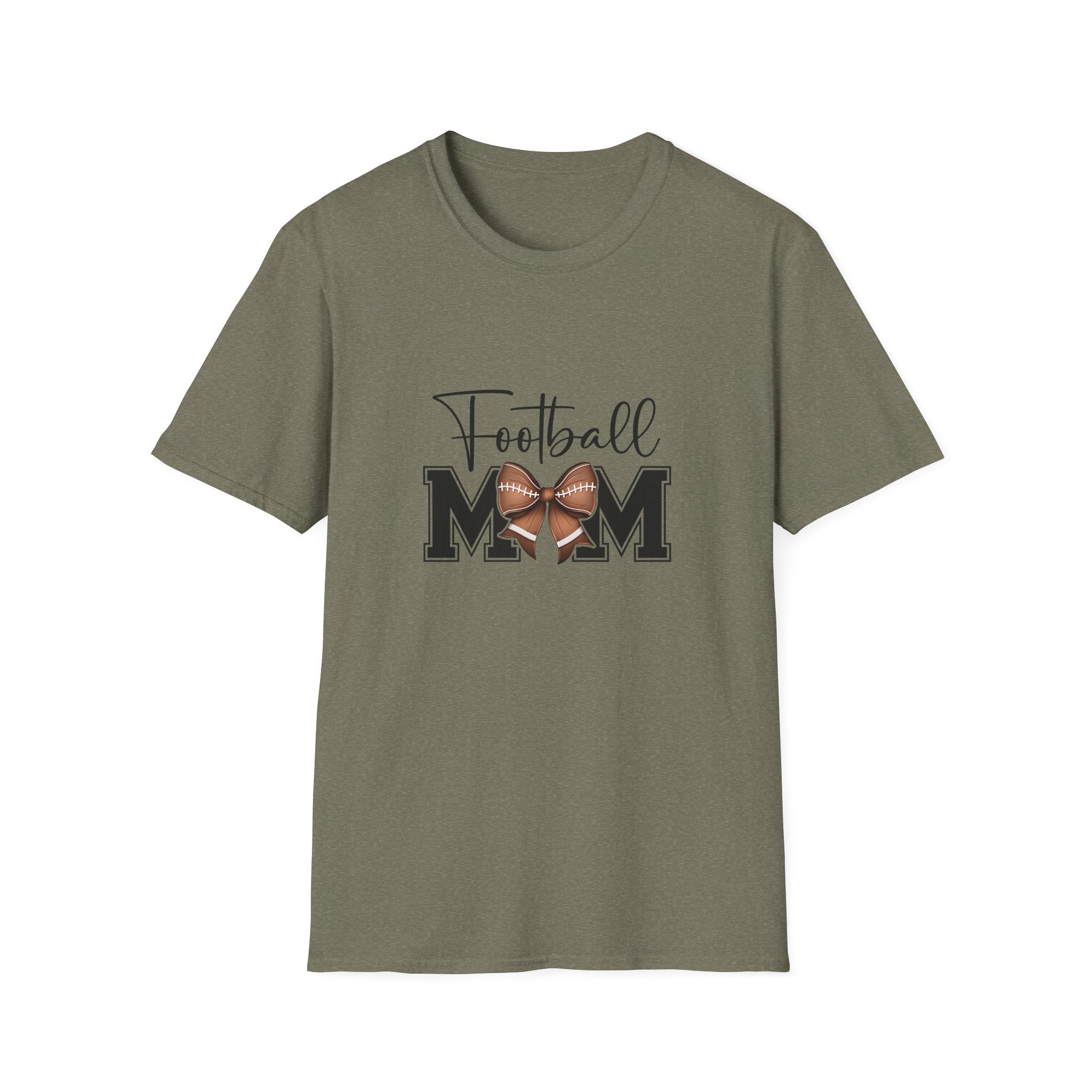 Football Mom Script T-Shirt — Cute Bow Gift for Proud Moms Game Day Graphic Tee