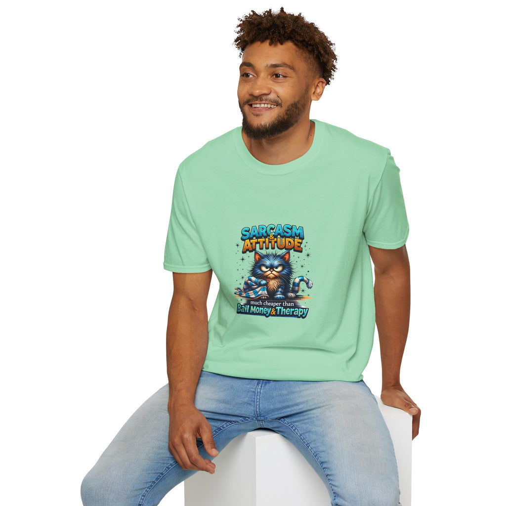Sarcasm & Attitude Grumpy Cat T-Shirt — Funny Sarcastic Gift for Her Graphic Tee