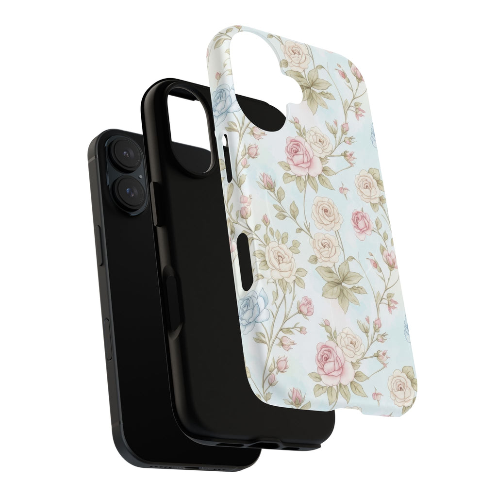 Vintage Floral Rose Magnetic iPhone Case — MagSafe Tough Protective Cover