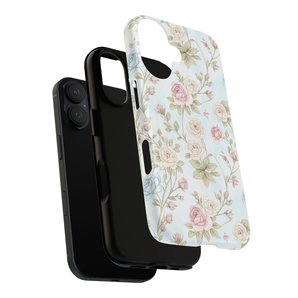Vintage Floral Rose Magnetic iPhone Case — MagSafe Tough Protective Cover