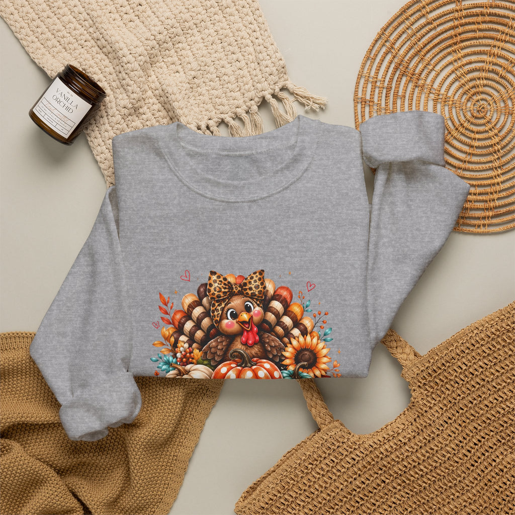 Sweatshirt — "Give Thanks" Autumn Turkey & Pumpkin Thanksgiving Crewneck