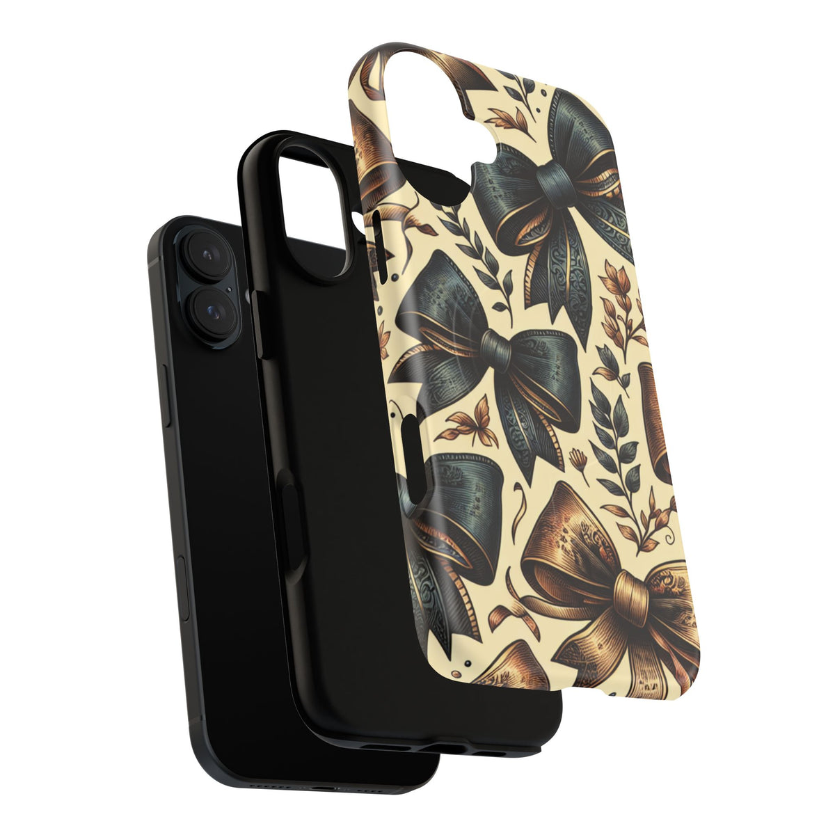 Bow Pattern Tough Magnetic Phone Case — Vintage Ribbon Floral Design