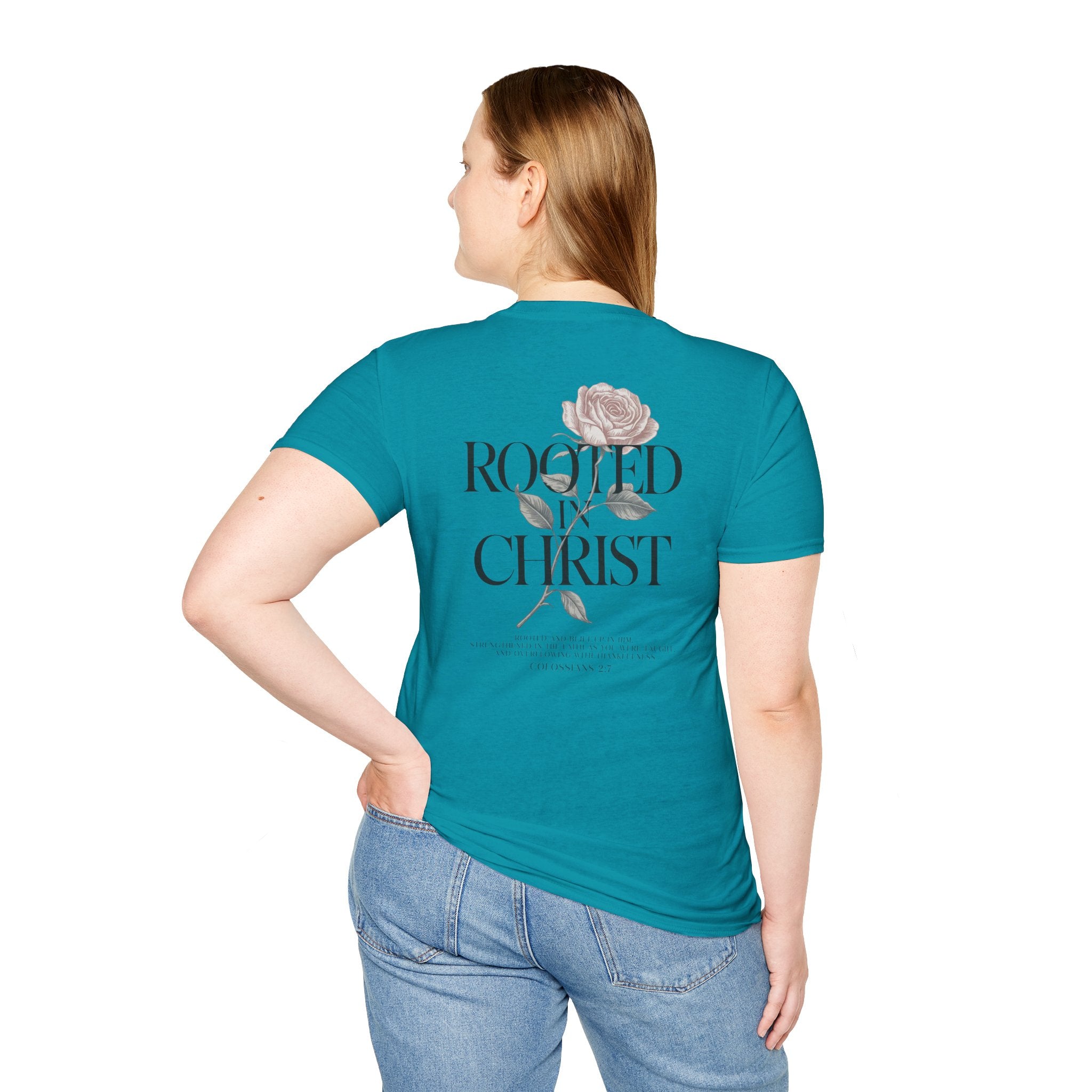 Rooted in Christ Floral T-Shirt — Christian Gift for Women Faith Graphic Tee