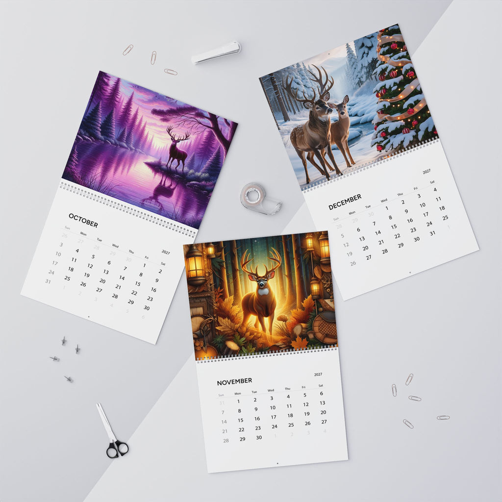 2027 Deer Art Wall Calendar — Scenic Forest & Moonlit Wildlife Monthly Planner