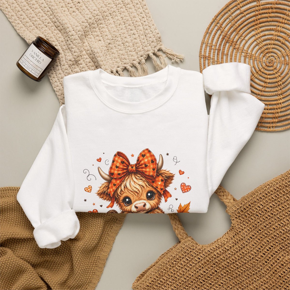 Cute Highland Cow Pumpkin Halloween Sweatshirt