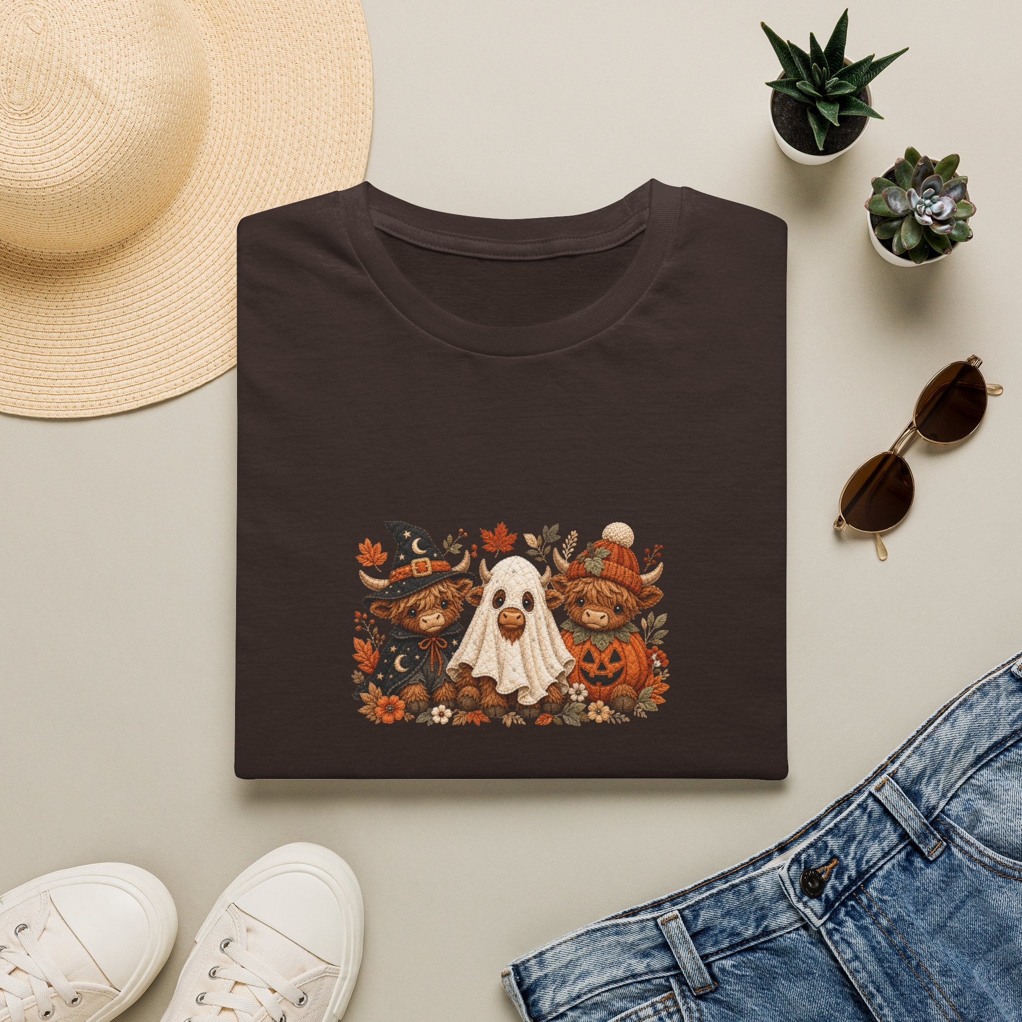 Halloween Cows Trio T-Shirt — Cute Funny Gift for Her Ghost & Pumpkin Fall Tee