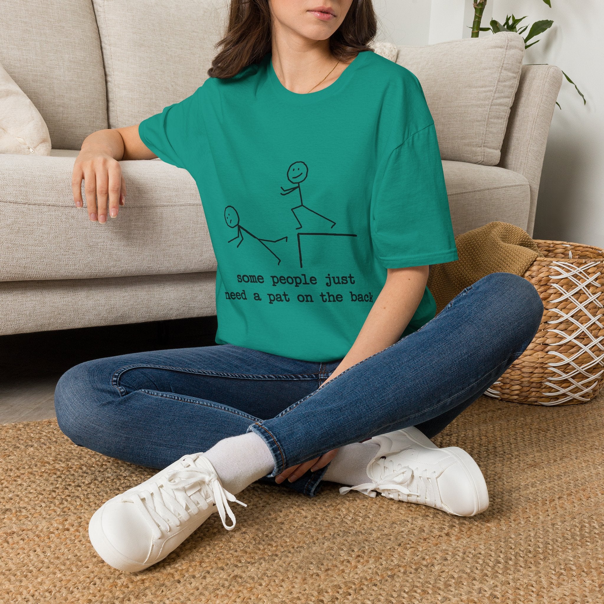 T-Shirt — "Some People Just Need a Pat on the Back" Stick Figure Humor Tee