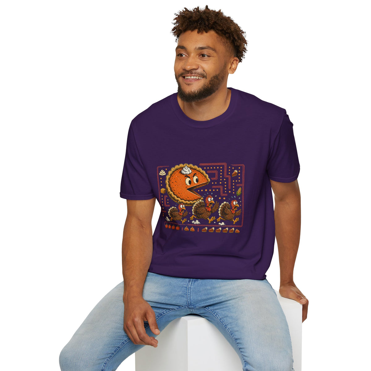 Retro Pie Monster T-Shirt — Funny Pac-Maze Dessert Gamer Tee