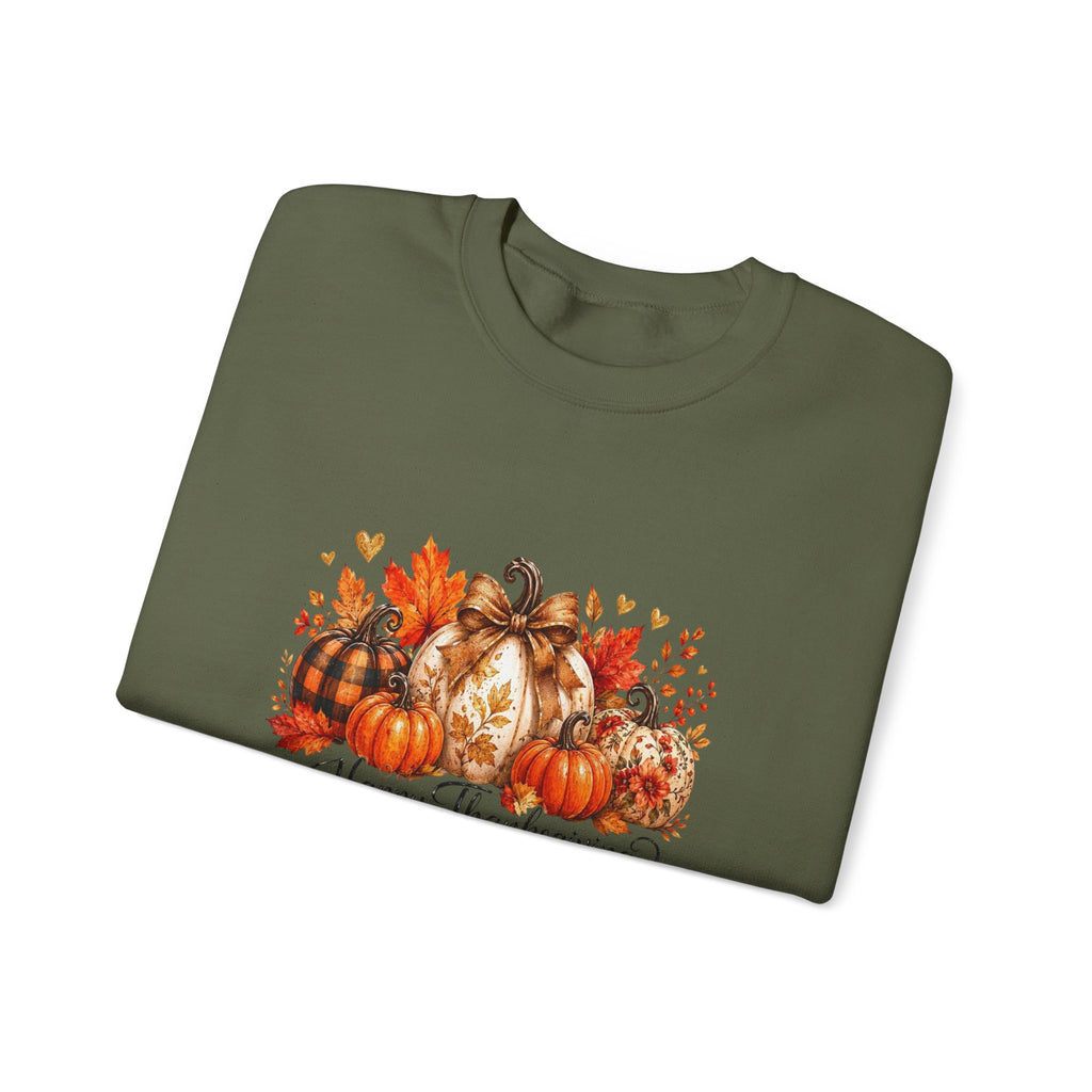 Thanksgiving Pumpkin Crewneck Sweatshirt — Happy Thanksgiving Harvest Design