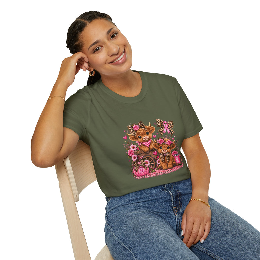 Breast Cancer Awareness Highland Cow T-Shirt