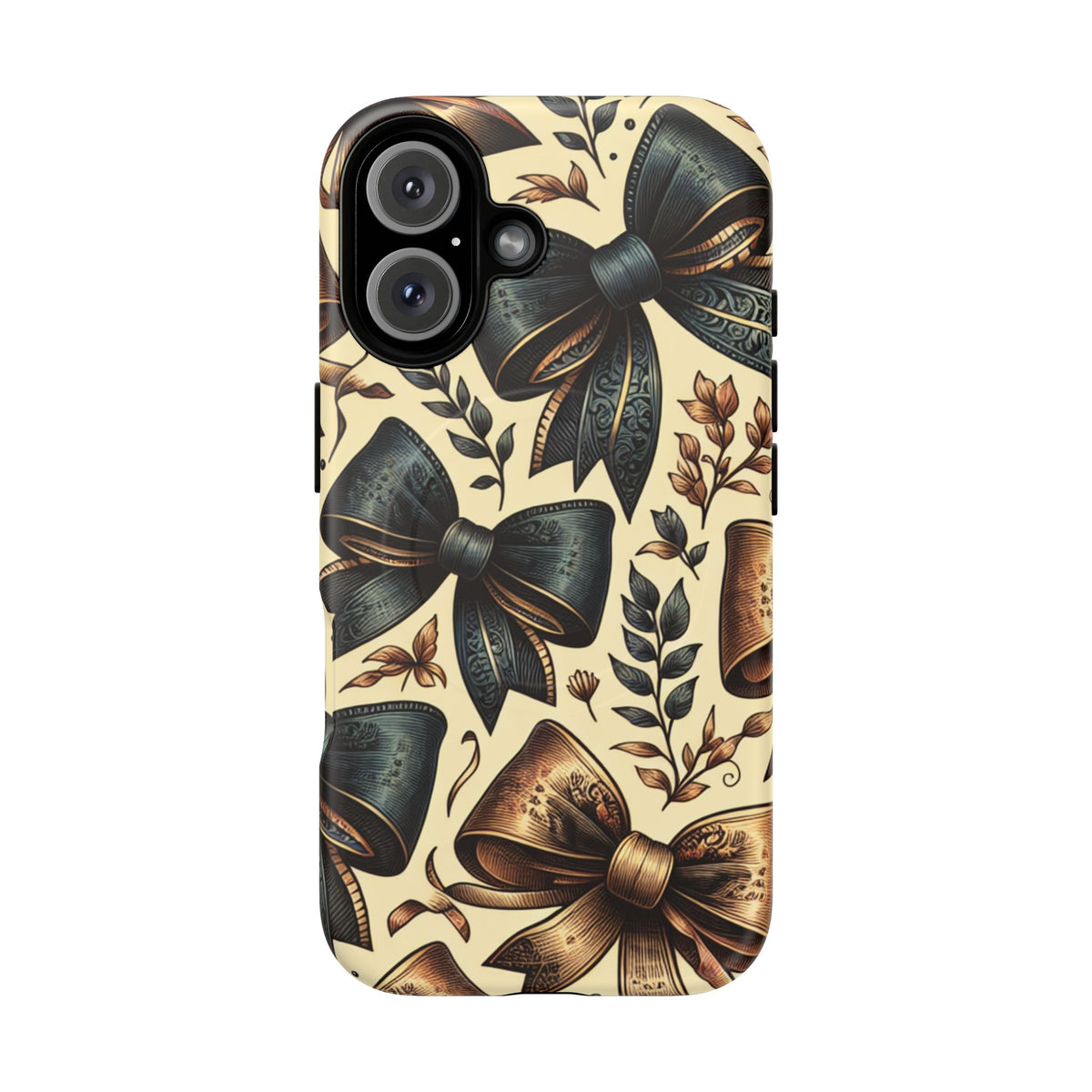 Bow Pattern Tough Magnetic Phone Case — Vintage Ribbon Floral Design