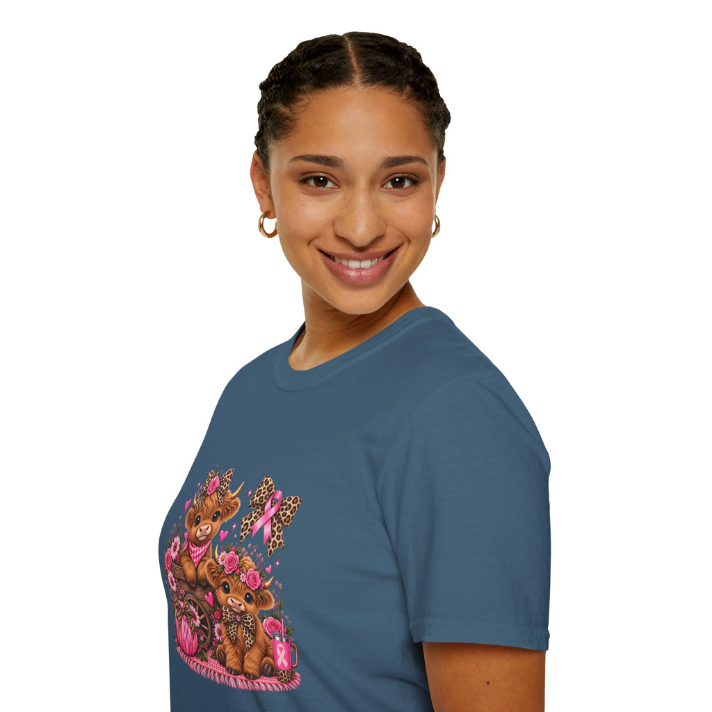 Breast Cancer Awareness Highland Cow T-Shirt