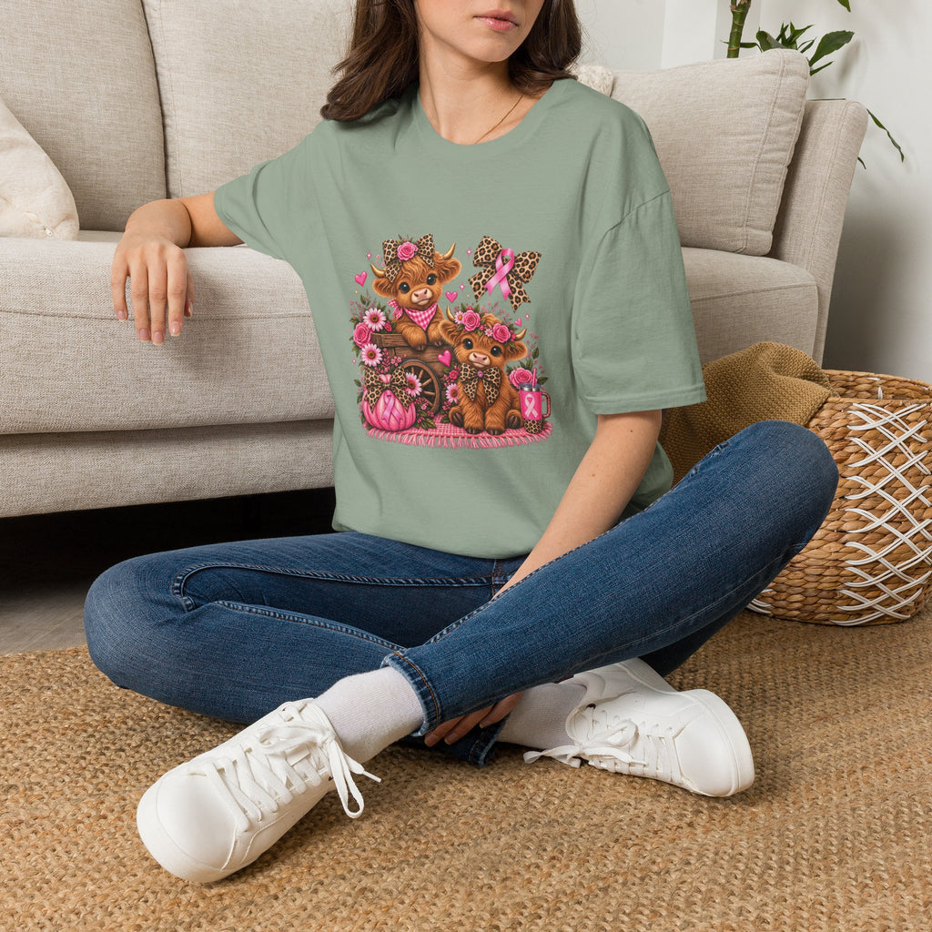 Breast Cancer Awareness Highland Cow T-Shirt