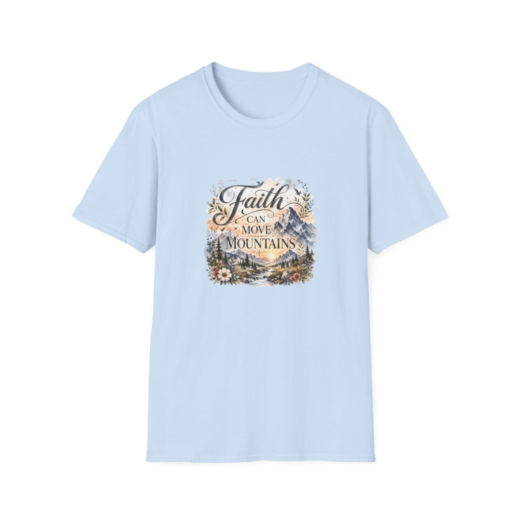 Faith Can Move Mountains T-Shirt Inspirational Christian Mountain Graphic Tee