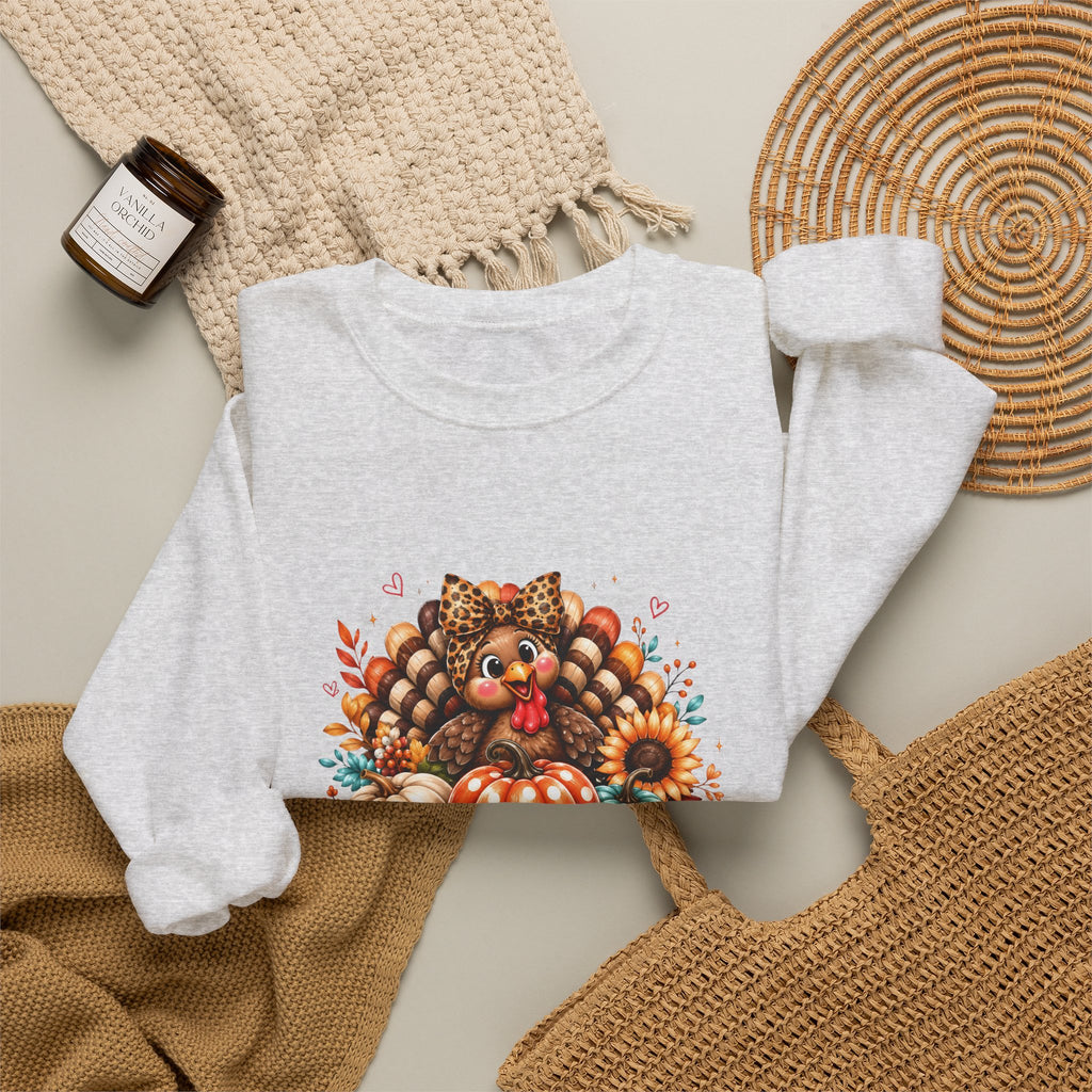 Sweatshirt — "Give Thanks" Autumn Turkey & Pumpkin Thanksgiving Crewneck
