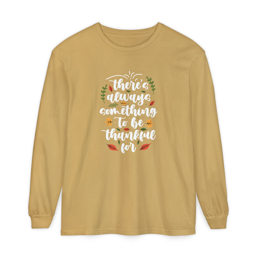 Thankful For Crewneck Long Sleeve Tee — Fall Thanksgiving Gratitude Shirt
