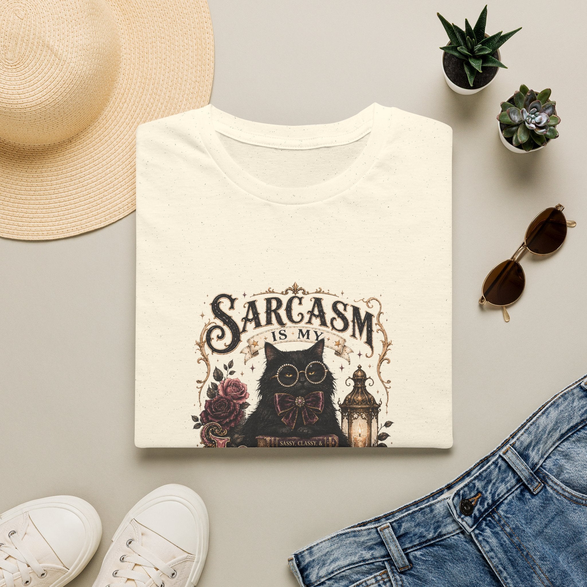 Sarcasm Is My Love Language Cat T-Shirt — Funny Gift for Her Vintage Graphic Tee