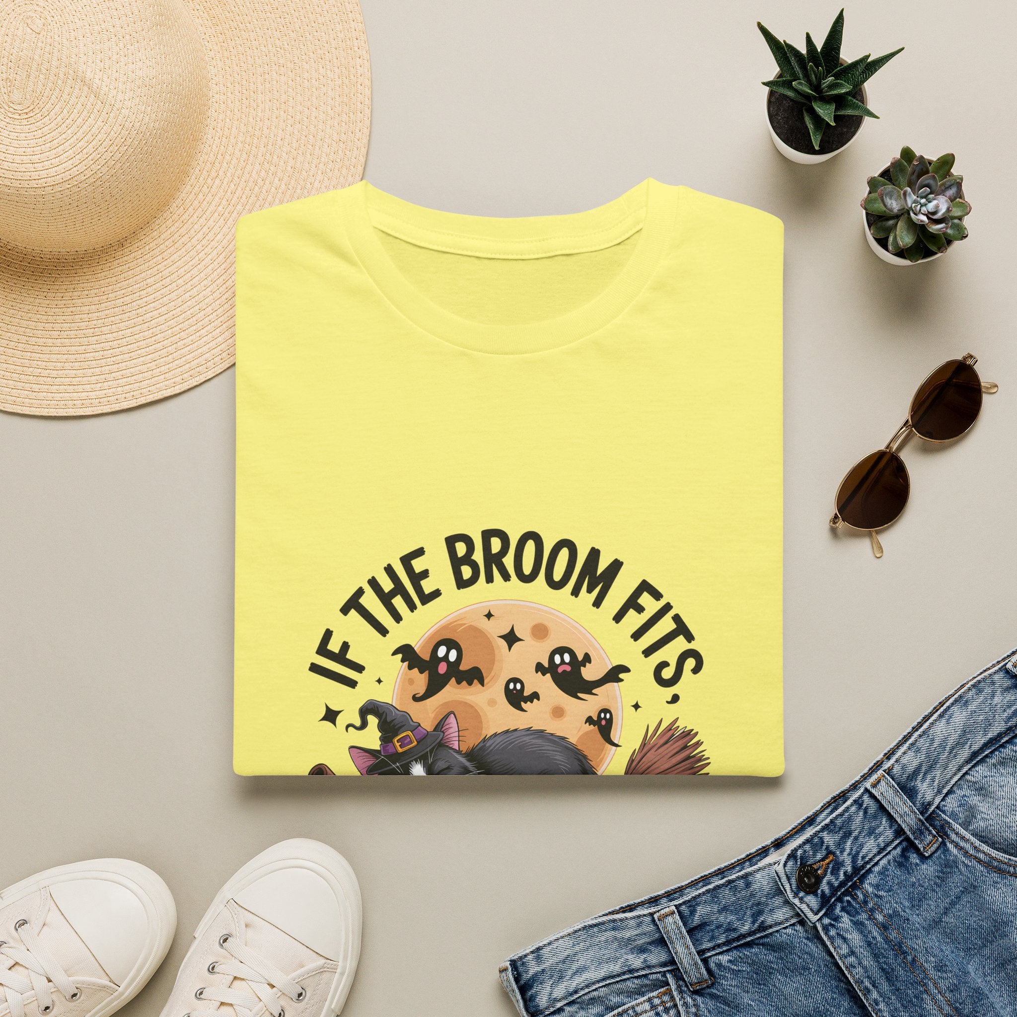 If the Broom Fits Nap on It Cat T-Shirt — Funny Halloween Gift for Women Witchy Tee