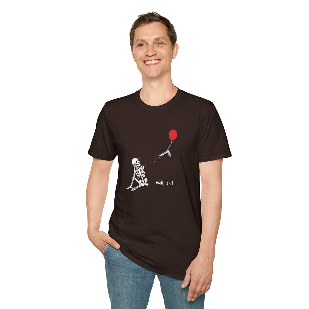Funny Skeleton Balloon T-Shirt, Well Shit Graphic Tee